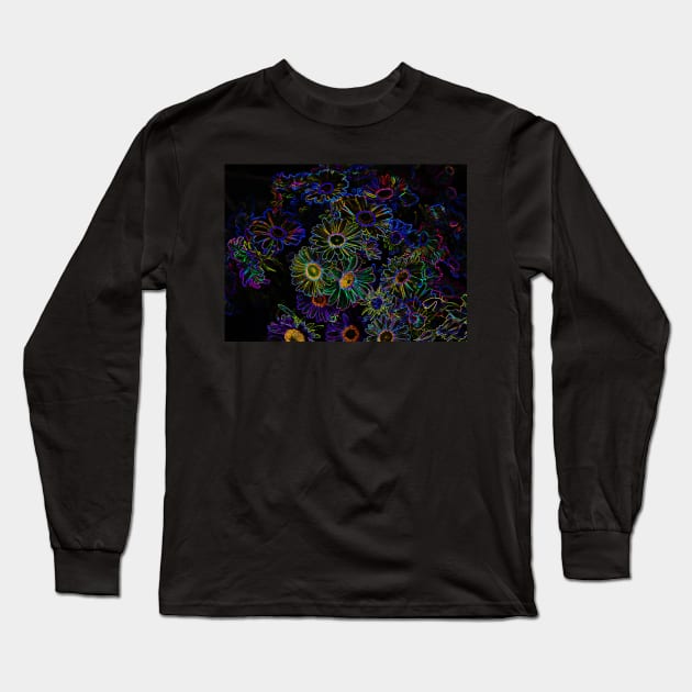 Black Panther Art - Flower Bouquet with Glowing Edges 20 Long Sleeve T-Shirt by The Black Panther